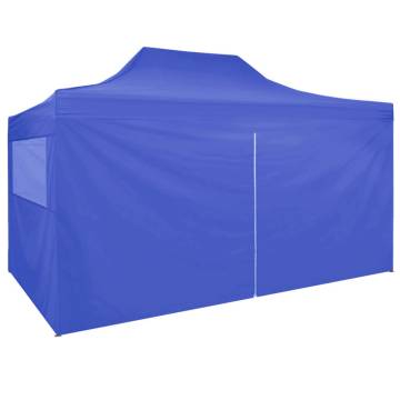 Professional Folding Party Tent with 4 Sidewalls 3x4 m Steel Blue