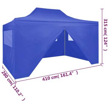 Professional Folding Party Tent with 4 Sidewalls 3x4 m Steel Blue