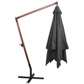 Hanging Parasol with Pole Anthracite 3x3 m Solid Fir Wood