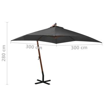 Hanging Parasol with Pole Anthracite 3x3 m Solid Fir Wood