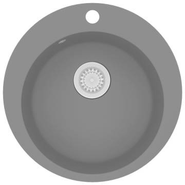 Granite Kitchen Sink Single Basin Round Grey