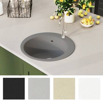 Granite Kitchen Sink Single Basin Round Grey