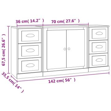 Sideboards 3 pcs White Engineered Wood