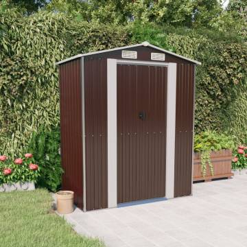 Garden Shed Dark Brown 192x108x223 cm Galvanised Steel