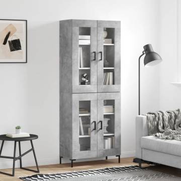 Highboard Concrete Grey 69.5x34x180 cm Engineered Wood