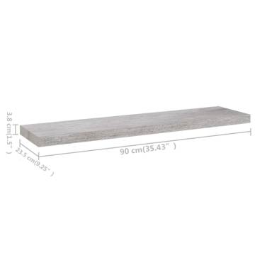 Floating Wall Shelves 4 pcs Concrete Grey 90x23.5x3.8 cm MDF