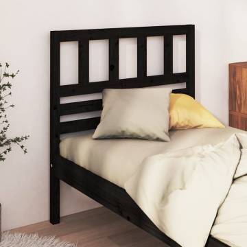 Bed Headboard Black 81x4x100 cm Solid Wood Pine