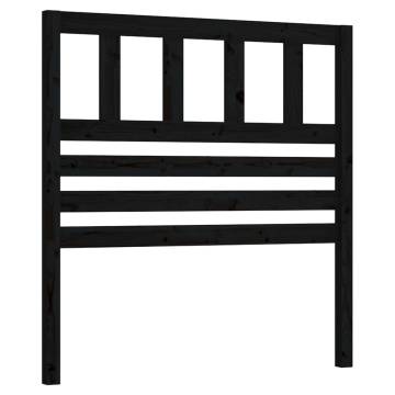 Bed Headboard Black 81x4x100 cm Solid Wood Pine