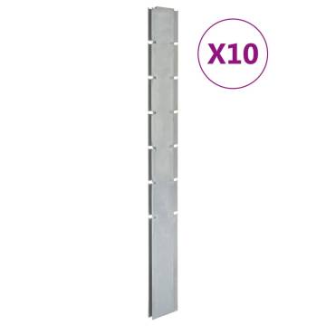 Garden Fence Posts 10 pcs Silver 180 cm Galvanised Steel