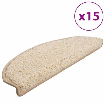 Carpet Stair Treads 15 pcs Cream 65x21x4 cm