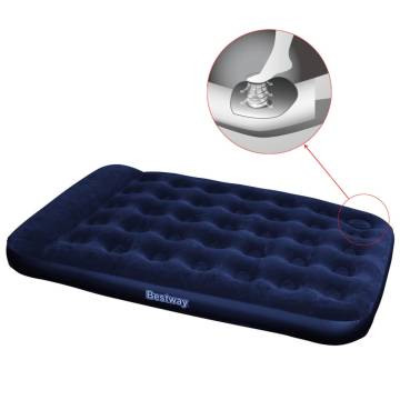 Bestway Inflatable Flocked Airbed with Built-in Foot Pump 191 x 137 x 28 cm