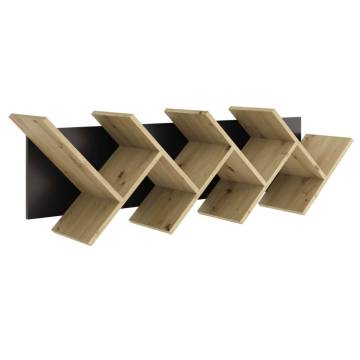 FMD Hanging Geometric Bookshelf Oak and Black