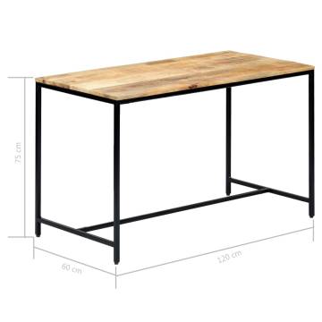 Dining Table 120x60x75 cm Solid Rough Mango Wood