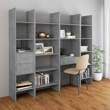 Book Cabinet Concrete Grey 40x35x180 cm Engineered Wood