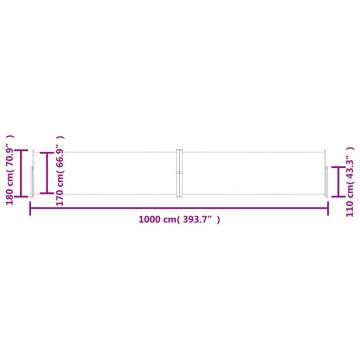 Retractable Side Awning Blue 180x1000 cm