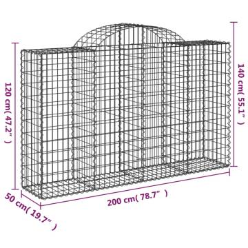 Arched Gabion Baskets 7 pcs 200x50x120/140 cm Galvanised Iron