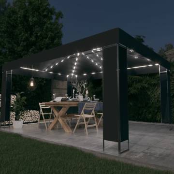 Gazebo with LED String Lights Anthracite 3x4 m