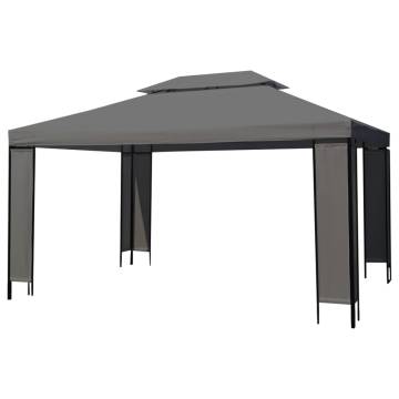 Gazebo with LED String Lights Anthracite 3x4 m