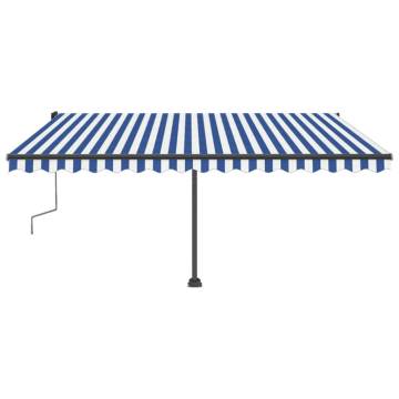 Freestanding Manual Retractable Awning 400x300 cm Blue/White