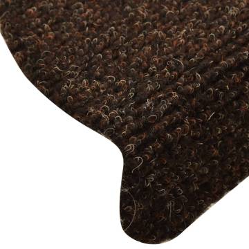 Self-adhesive Stair Mats 15 pcs Brown 65x21x4 cm Needle Punch