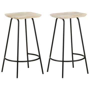 Bar Stools 2 pcs Solid Mango Wood