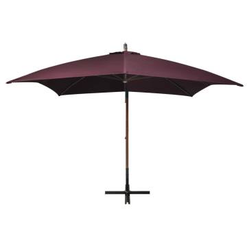 Hanging Parasol with Pole Bordeaux Red 3x3 m Solid Fir Wood