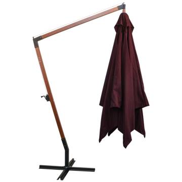 Hanging Parasol with Pole Bordeaux Red 3x3 m Solid Fir Wood