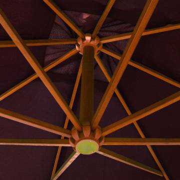 Hanging Parasol with Pole Bordeaux Red 3x3 m Solid Fir Wood