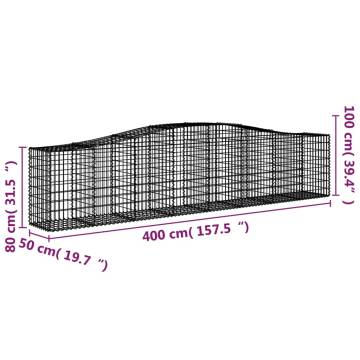 Arched Gabion Basket 400x50x80/100 cm Galvanised Iron