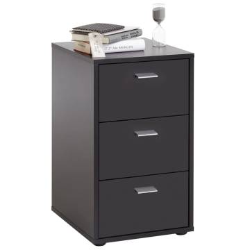 FMD Bedside Cabinet with 3 Drawers Black