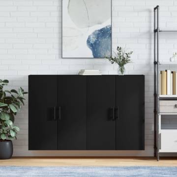 Wall Mounted Cabinets 2 pcs Black 69.5x34x90 cm