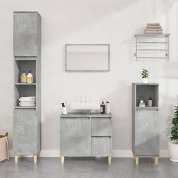 Bathroom Cabinet Concrete Grey 30x30x100 cm Engineered Wood