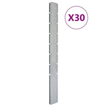 Garden Fence Posts 30 pcs Silver 200 cm Galvanised Steel