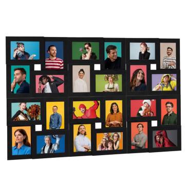 Collage Photo Frame for 24x(13x18 cm) Picture Black MDF