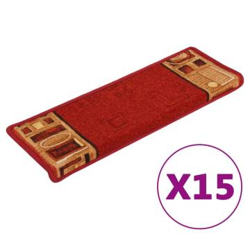 Stair Mats Self-adhesive 15 pcs 65x21x4 cm Red