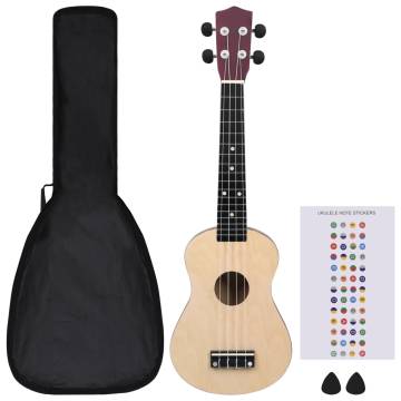 Soprano Ukulele Set with Bag for Kids Light Wood 23"