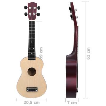 Soprano Ukulele Set with Bag for Kids Light Wood 23"