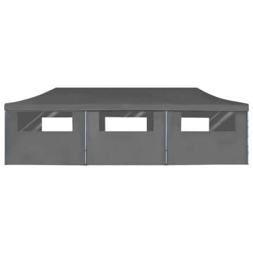 Folding Pop-up Party Tent with 8 Sidewalls 3x9 m Anthracite