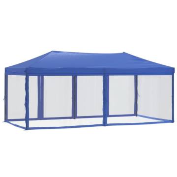 Folding Party Tent with Sidewalls Blue 3x6 m