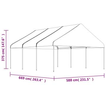 Gazebo with Roof White 6.69x5.88x3.75 m Polyethylene