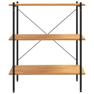 3-Tier Shelving Unit Black and Oak 80x40x92 cm