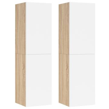 TV Cabinets 2 pcs White and Sonoma Oak 30.5x30x110 cm Engineered Wood