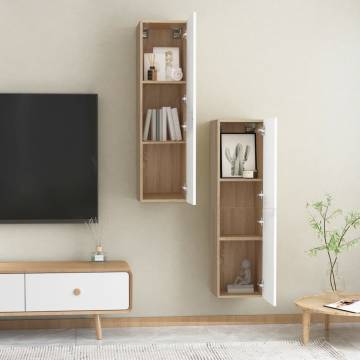 TV Cabinets 2 pcs White and Sonoma Oak 30.5x30x110 cm Engineered Wood