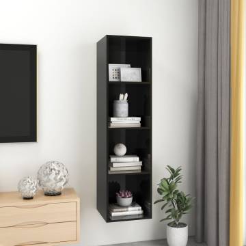 Wall-mounted TV Cabinet High Gloss Black 37x37x142.5 cm Engineered Wood