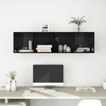 Wall-mounted TV Cabinet High Gloss Black 37x37x142.5 cm Engineered Wood