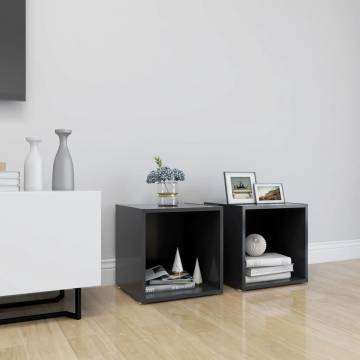 TV Cabinets 2 pcs Grey 37x35x37 cm Engineered Wood