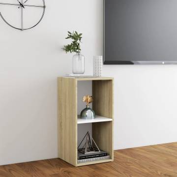 TV Cabinet White and Sonoma Oak 72x35x36.5 cm Engineered Wood