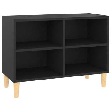 TV Cabinet with Solid Wood Legs Black 69.5x30x50 cm