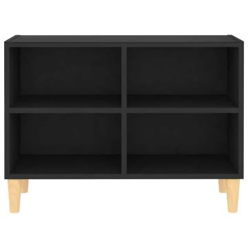 TV Cabinet with Solid Wood Legs Black 69.5x30x50 cm