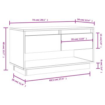 TV Cabinet Honey Brown 74x34x40 cm Solid Wood Pine